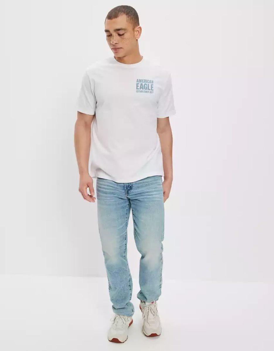 T Shirt Graphique American Eagle AE Super Soft Blanche Homme | TCX-67465342